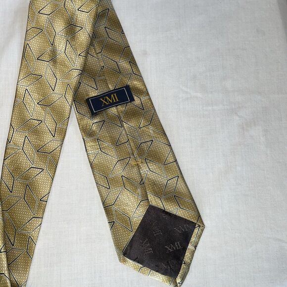 XMI Dress Tie Mens Size 56" Gold 100% Silk Designer U.S.A. - Picture 8 of 12